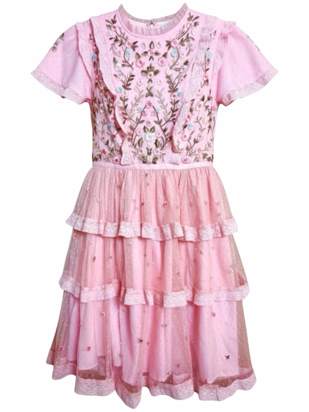 Ivy City Pink Embroidered Tulle Dress Size S Modest Coquette